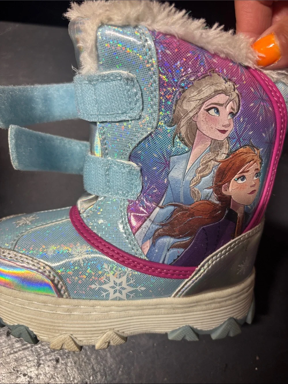 Girls' Snow Boots with Frozen 2 Characters - Blue & Pink